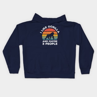 I Like Gorilla and Maybe 3 People, Retro Vintage Sunset with Style Old Grainy Grunge Texture Kids Hoodie